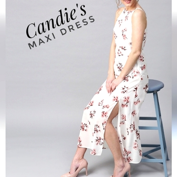 Candie's White Pink Roses Maxi Dress NWT - Picture 1 of 6